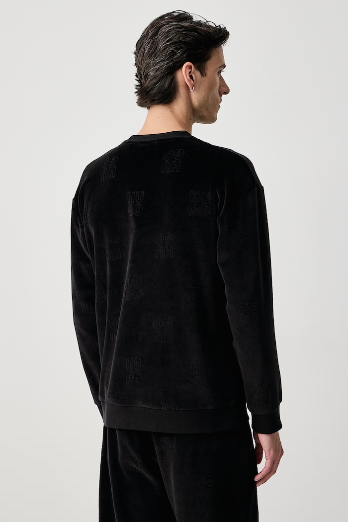 Oblečenie HUGO Mikina loungewear pánska s bavlnou VELORO SWEATSHIRT 50571215 čierna