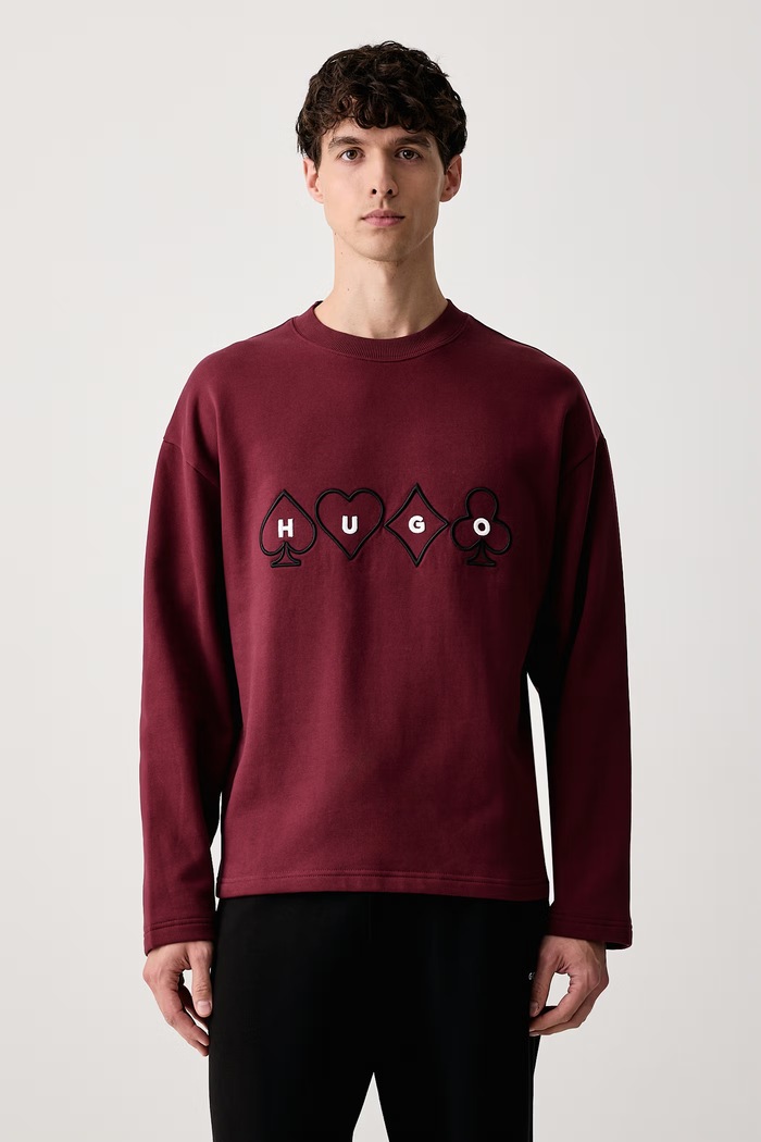 HUGO Bluza męska bawełniana Dewerlong bordowy 50568582