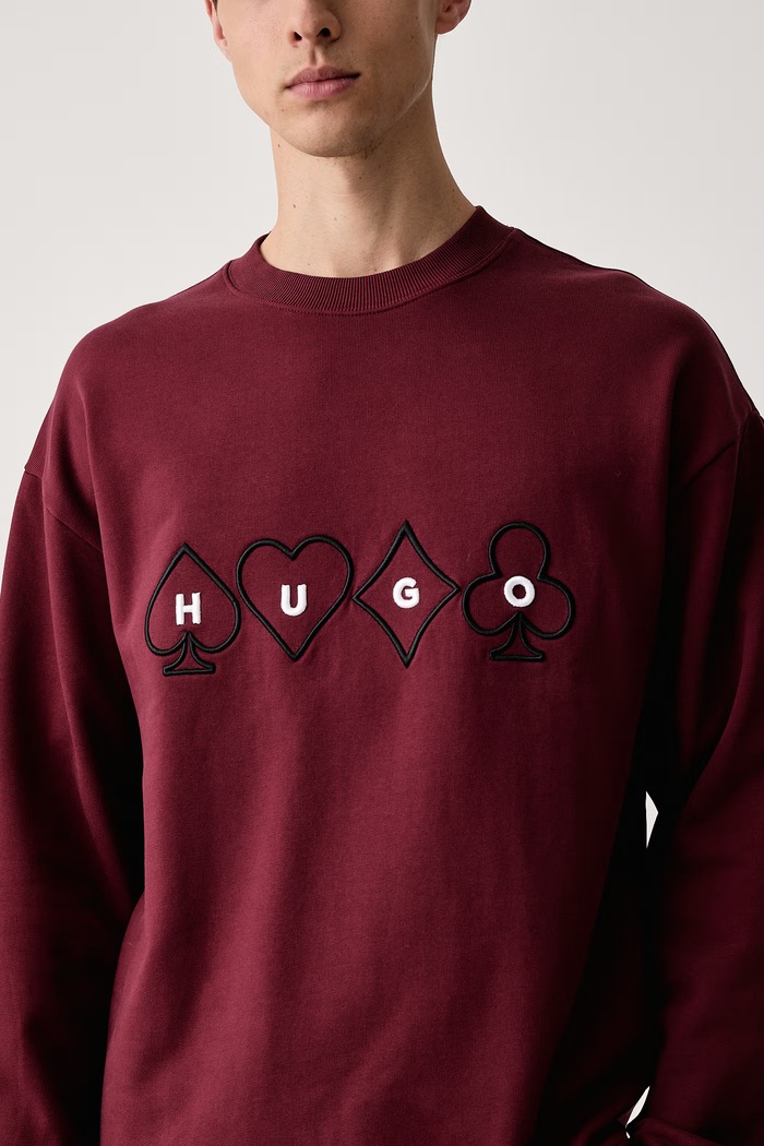 Bluza męska bawełniana Dewerlong HUGO 50568582 bordowy