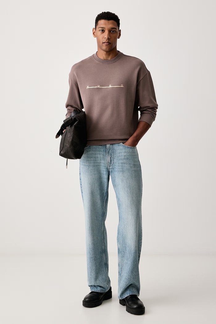 HUGO Bluza męska bawełniana Datrisweat 50568124 brązowy AW26