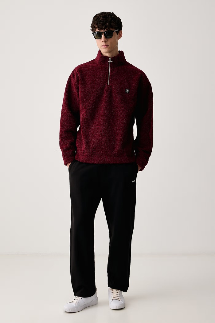 HUGO Bluza męska polarowa Derylong 50567951 bordowy AW26