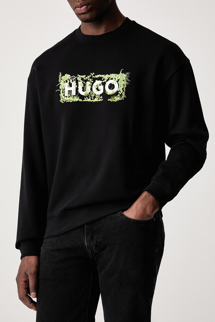 Oblečení HUGO Blue Mikina pánská bavlněná Niviocrew 50567962 černá