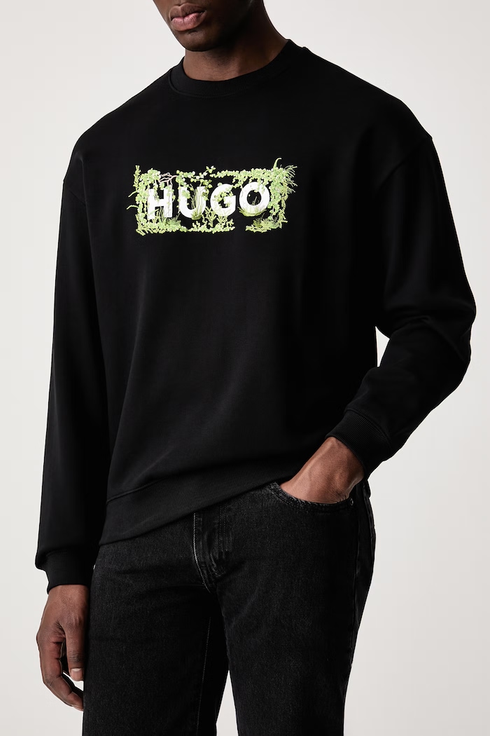 Oblečení HUGO Blue Mikina pánská bavlněná Niviocrew 50567962 černá