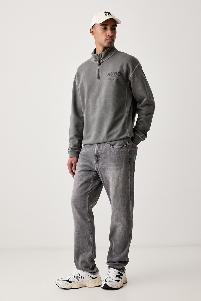 HUGO Blue Bluza męska bawełniana Nevezip 50567881 szary AW26