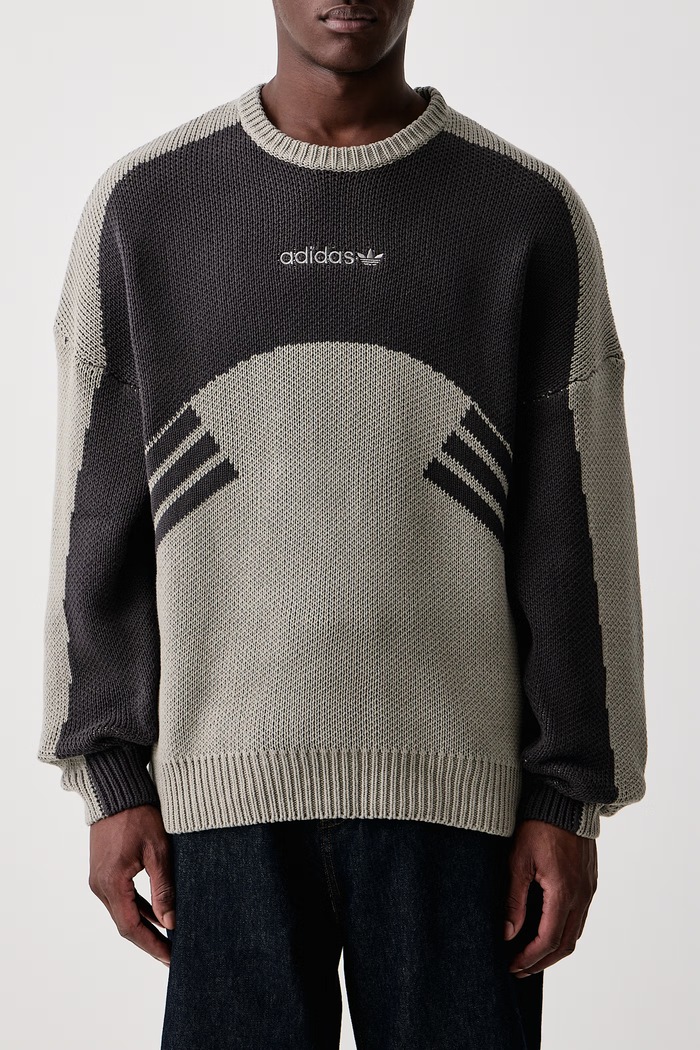 Cutline Chunky Knit sweter bawełniany męski adidas Originals zielony KQ9490