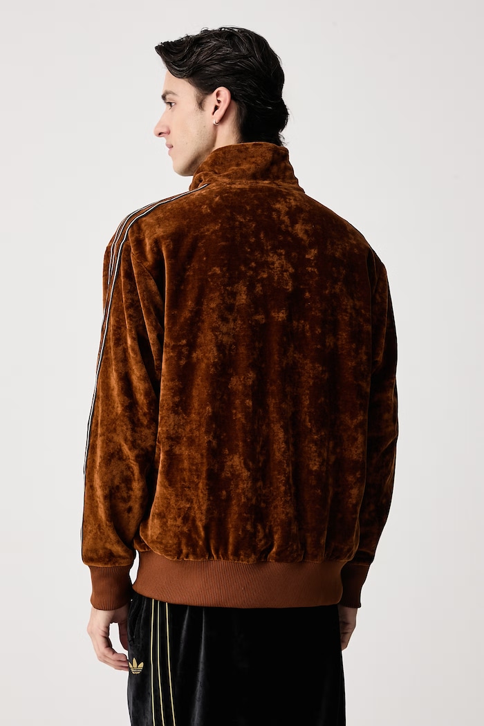 Odzież adidas Originals Bluza rozpinana męska welurowa Firebird Velour KS7459 brązowy