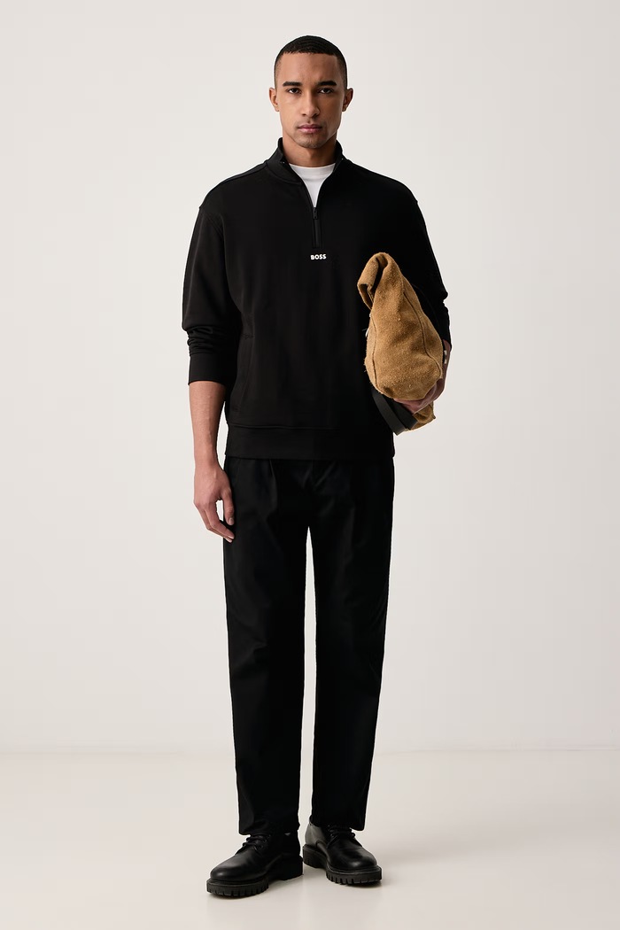 BOSS Orange Μπλούζα ανδρική βαμβακερή Ze_Smallzip 50569548 μαύρο AW26