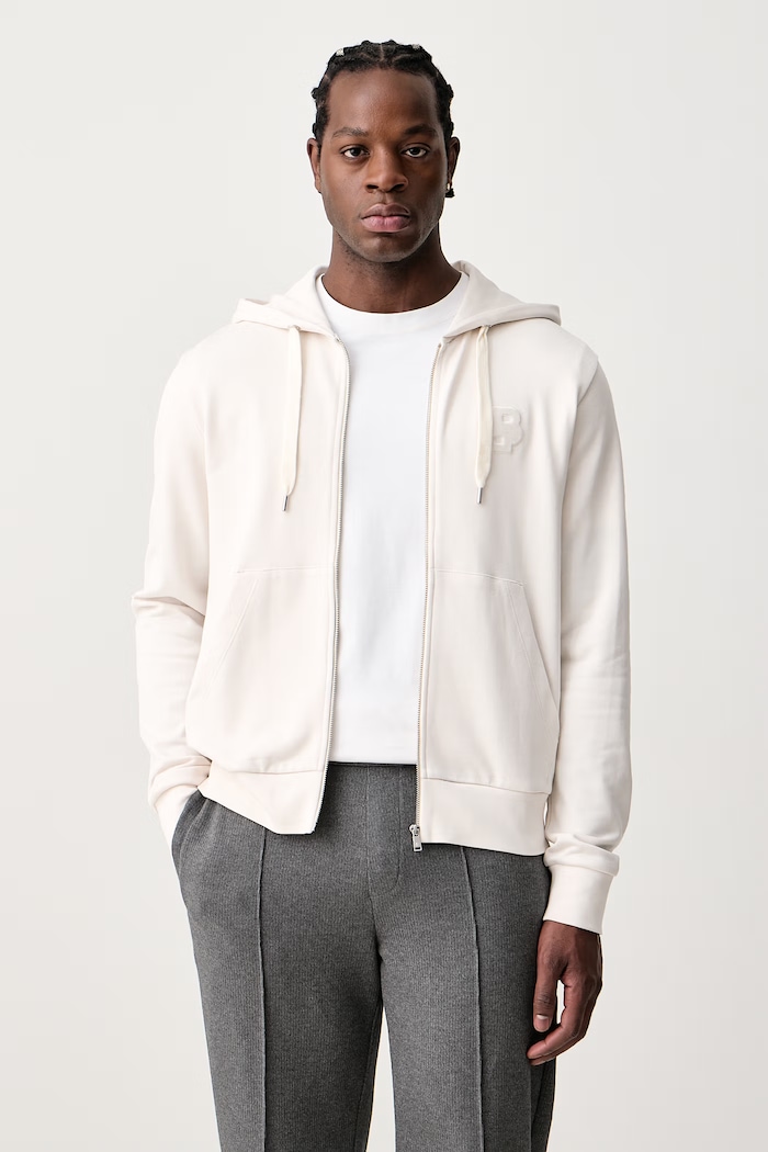 BOSS Bluza rozpinana z kapturem męska bawełniana C-Silva beżowy 50574278