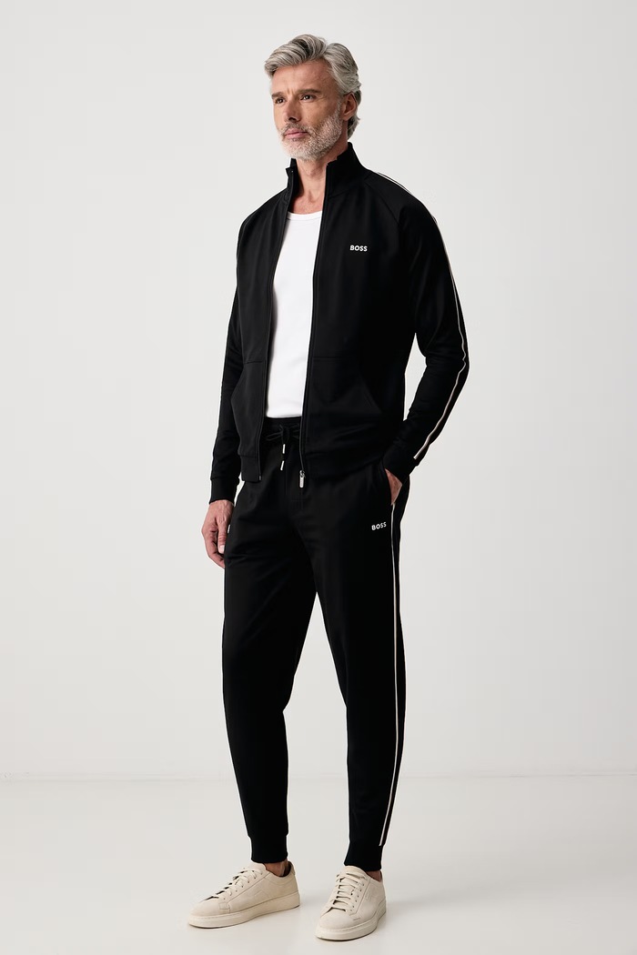 BOSS Суичър с цип мъжки от памук Iconic Jacket Zip 50571160 черен AW26
