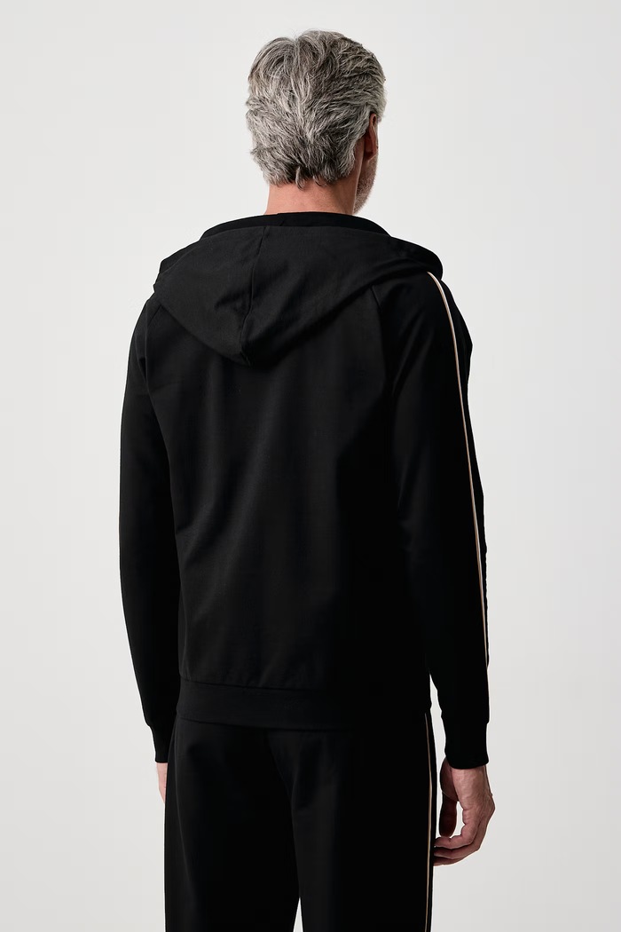 Oblečenie BOSS Mikina loungewear pánska bavlnená Iconic Hooded Jacket 50571159 čierna