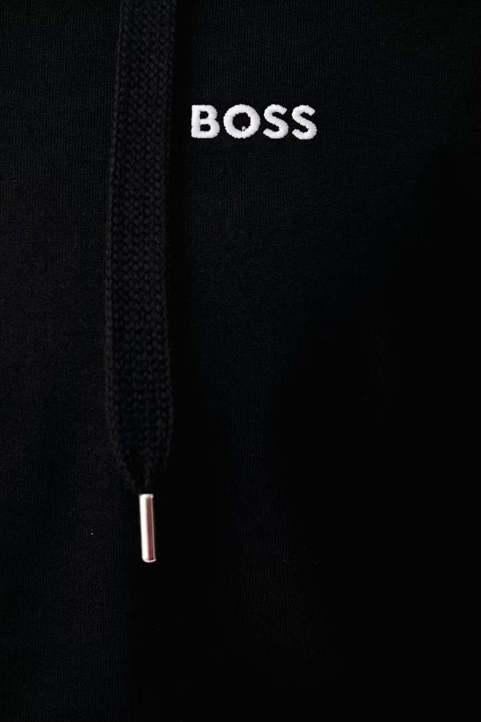 Mikina loungewear pánska bavlnená Iconic Hooded Jacket BOSS čierna 50571159