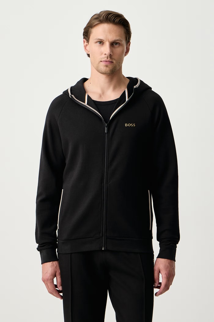 BOSS Hanorac de loungewear pentru bărbați cu bumbac Sense Hooded Jacket negru 50566916