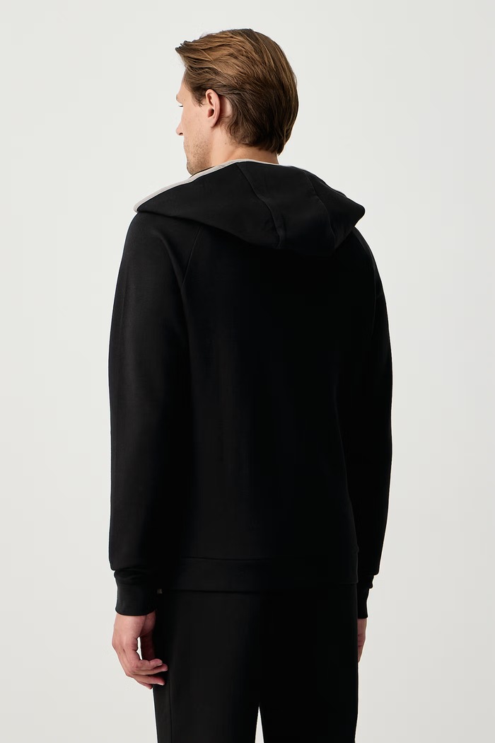 Îmbrăcăminte BOSS Hanorac de loungewear pentru bărbați cu bumbac Sense Hooded Jacket 50566916 negru