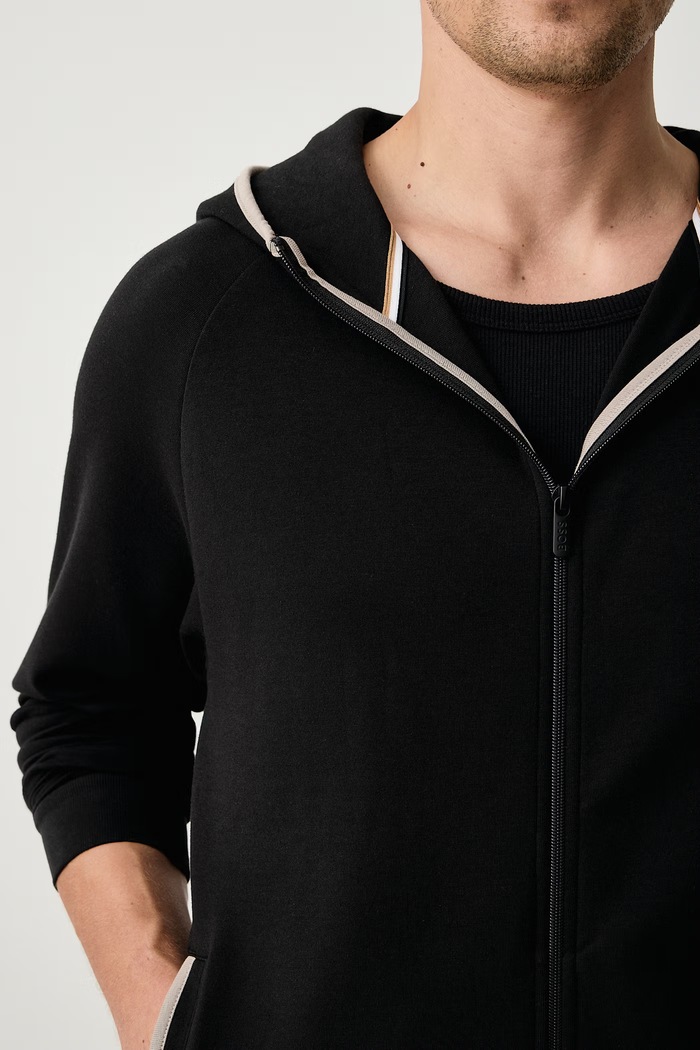 Hanorac de loungewear pentru bărbați cu bumbac Sense Hooded Jacket BOSS 50566916 negru