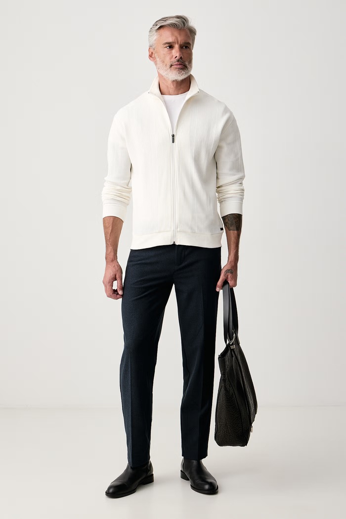 BOSS Hanorac de loungewear pentru bărbați cu bumbac Structure Zip Jacket 50559332 bej AW26