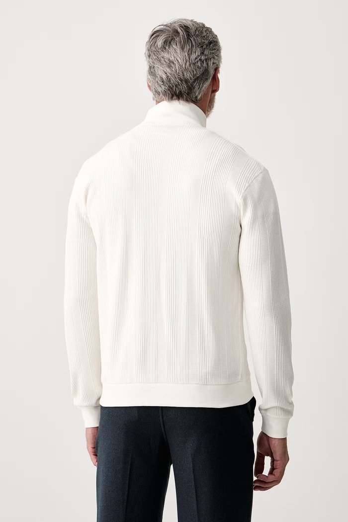 Îmbrăcăminte BOSS Hanorac de loungewear pentru bărbați cu bumbac Structure Zip Jacket 50559332 bej