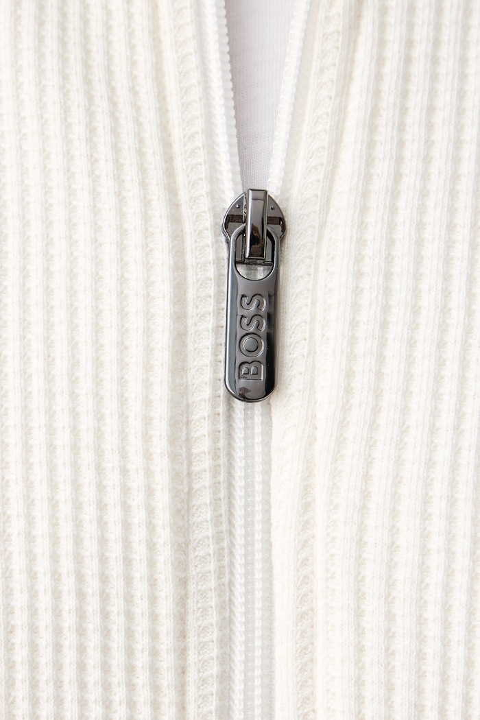 Hanorac de loungewear pentru bărbați cu bumbac Structure Zip Jacket BOSS bej 50559332