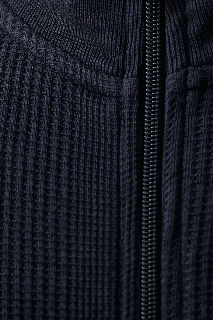 Hanorac de loungewear pentru bărbați cu bumbac Structure Zip Jacket BOSS bleumarin 50559332