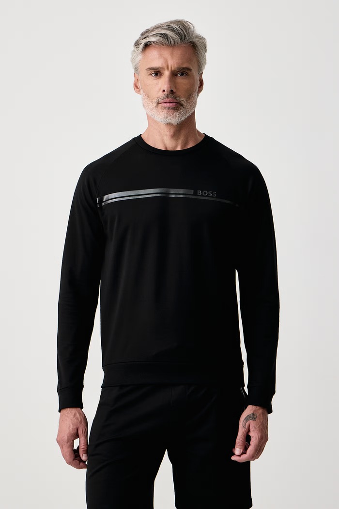 BOSS Μπλούζα ανδρική βαμβακερή Authentic Sweatshirt μαύρο 50554791