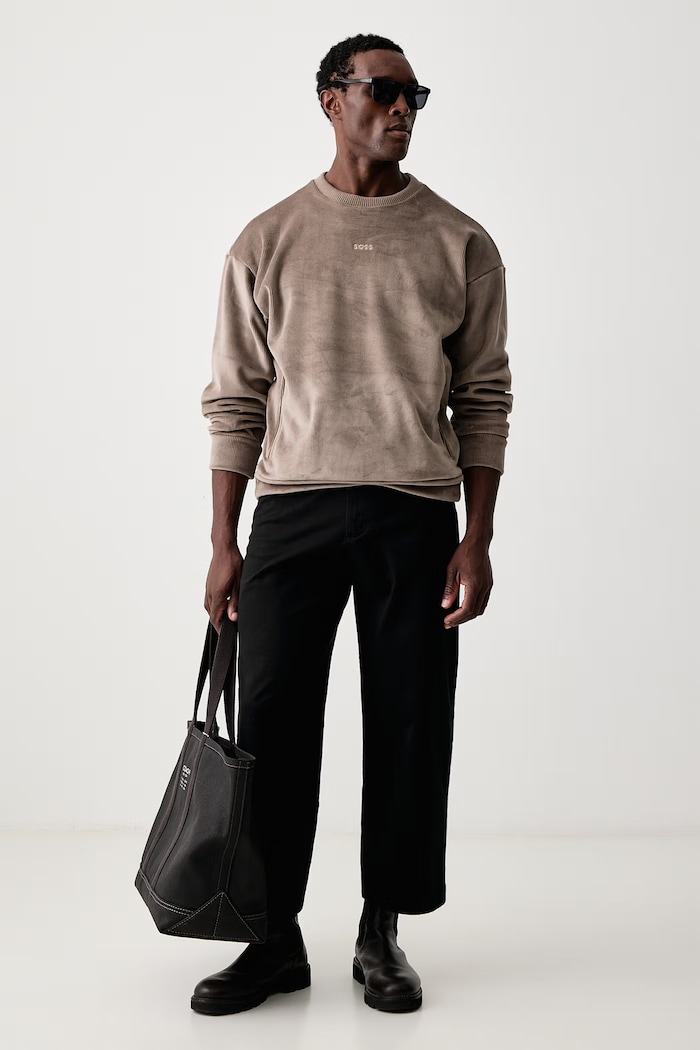 BOSS Green Кофта для мужчин из велюра SW_Cord Sweat 50569778 зелёный AW26