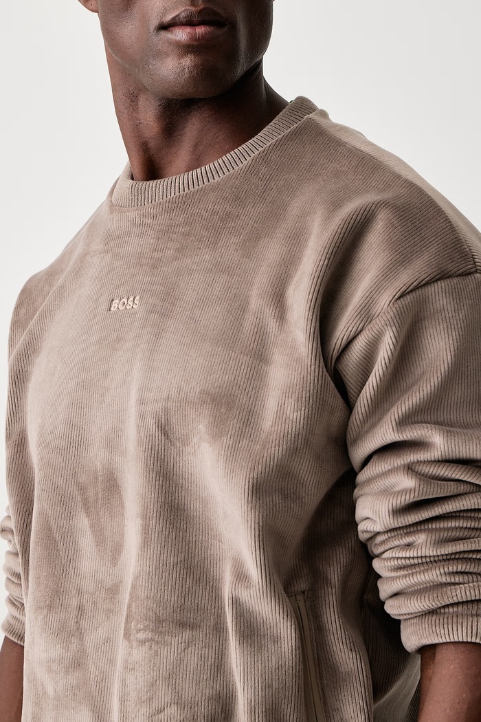 Кофта для мужчин из велюра SW_Cord Sweat BOSS Green 50569778 зелёный