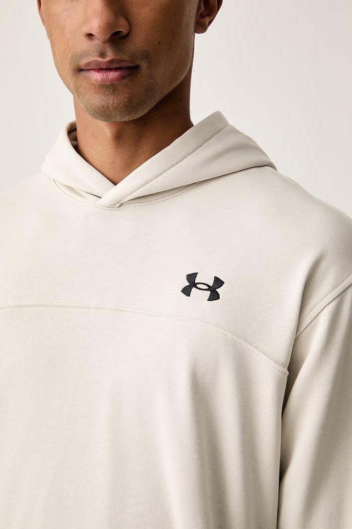 Bluza treningowa męska z bawełną Rival LW Hoodie Under Armour 6012335.110 beżowy