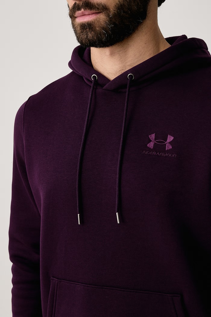 Bluza z kapturem męska z bawełną Essential Fleece Under Armour 1373880.526 fioletowy