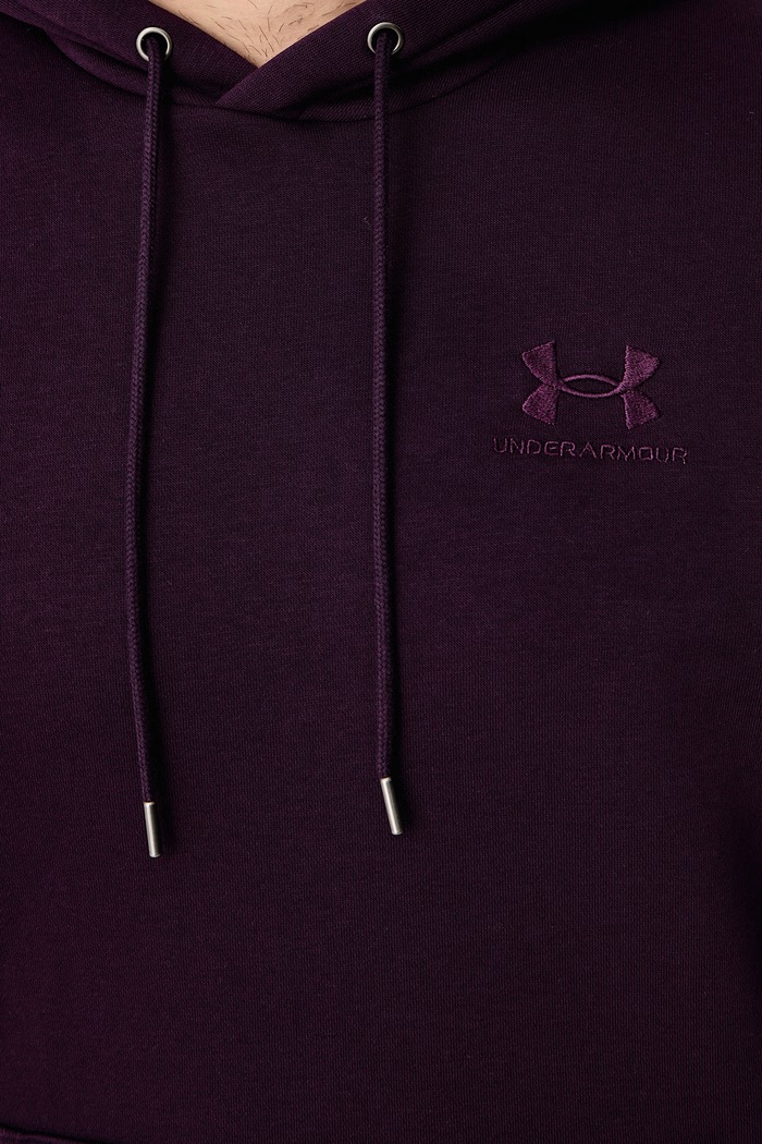 Bluza z kapturem męska z bawełną Essential Fleece Under Armour fioletowy 1373880.526