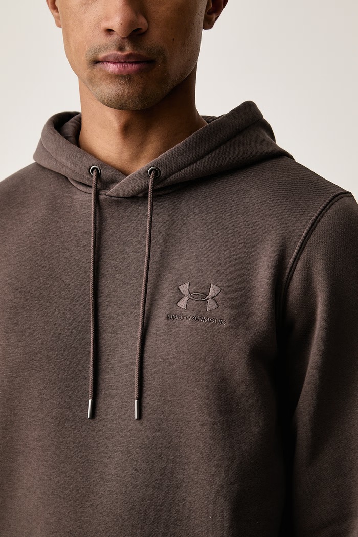 Bluza z kapturem męska z bawełną Essential Fleece Under Armour 1373880.201 brązowy