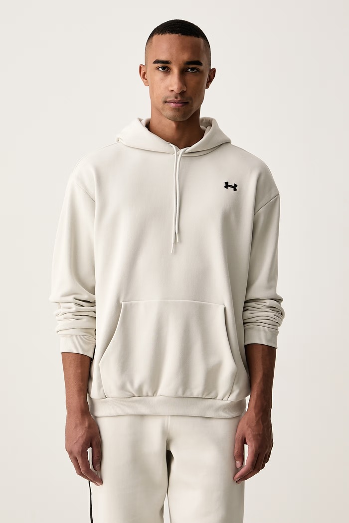Under Armour μπλούζα με κουκούλα ανδρική με βαμβάκι Icon μπεζ 6013470