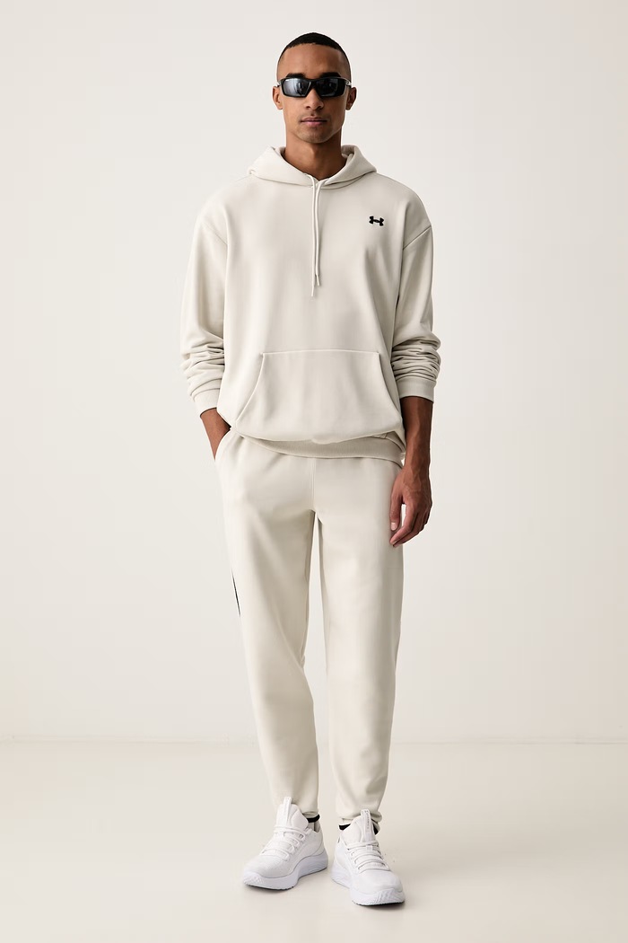 Under Armour μπλούζα με κουκούλα ανδρική με βαμβάκι Icon 6013470 μπεζ AW26