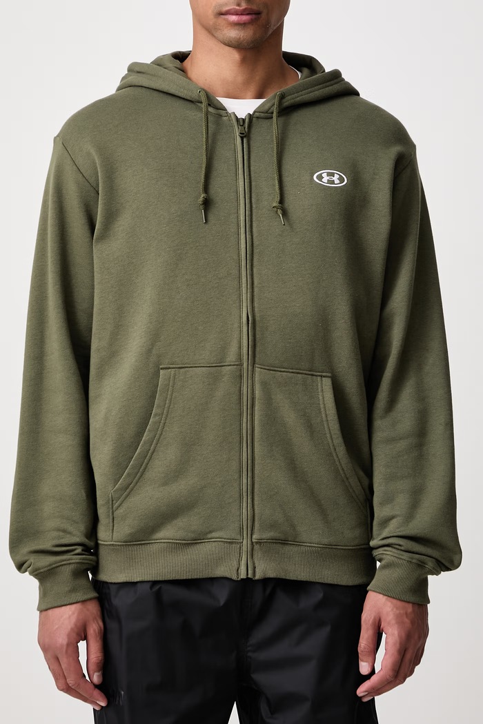 Bluza rozpinana z kapturem męska z bawełną Rival Under Armour 6013451 zielony