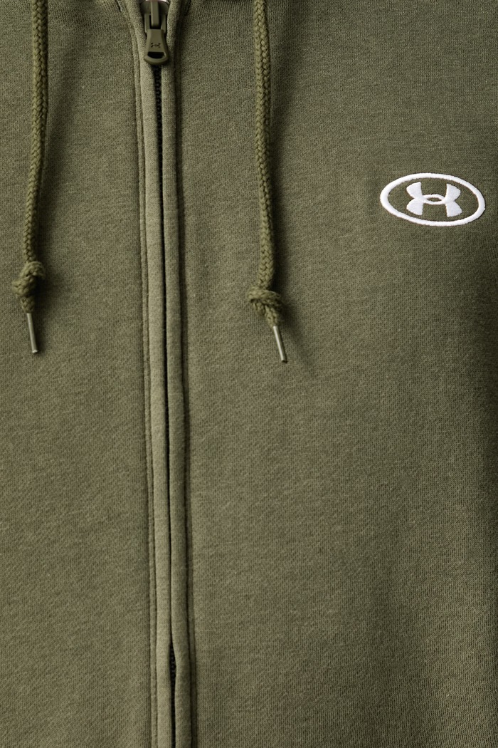 Bluza rozpinana z kapturem męska z bawełną Rival Under Armour zielony 6013451