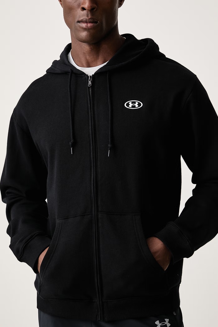 Bluza rozpinana z kapturem męska z bawełną Rival Under Armour 6013451 czarny