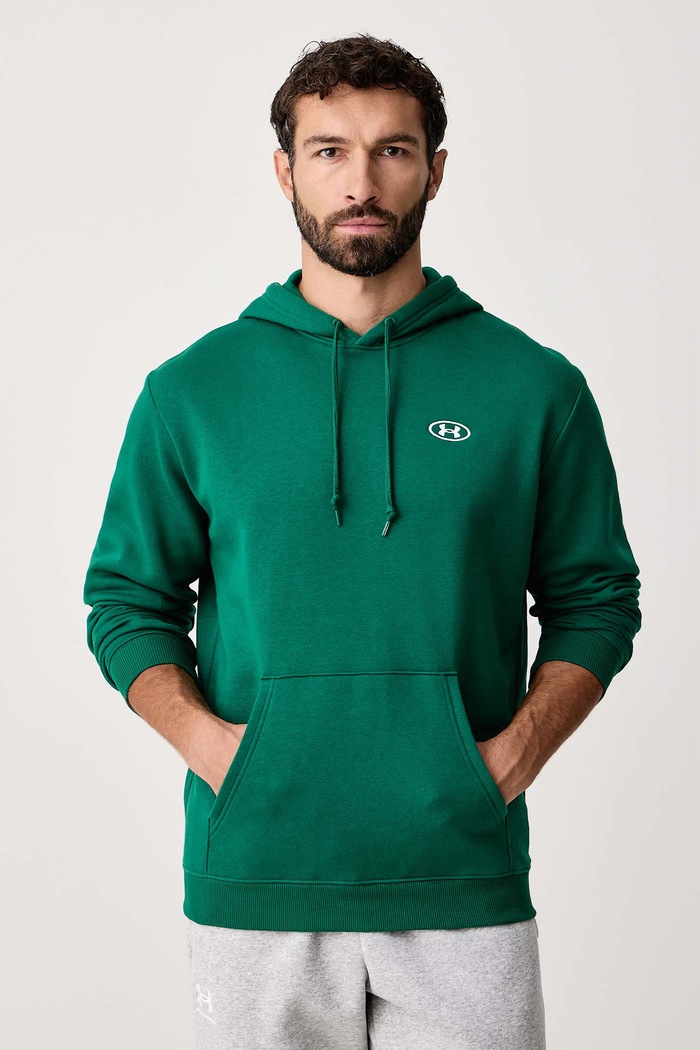 Under Armour Bluza z kapturem męska z bawełną Rival zielony 6013448