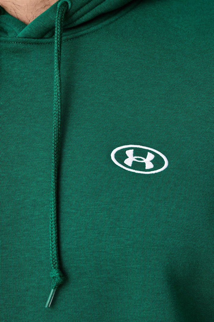 Bluza z kapturem męska z bawełną Rival Under Armour zielony 6013448