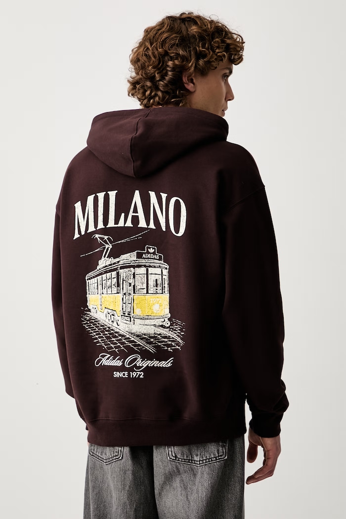 adidas Originals oversize pulover moški z bombažem Milan rjava LG9394