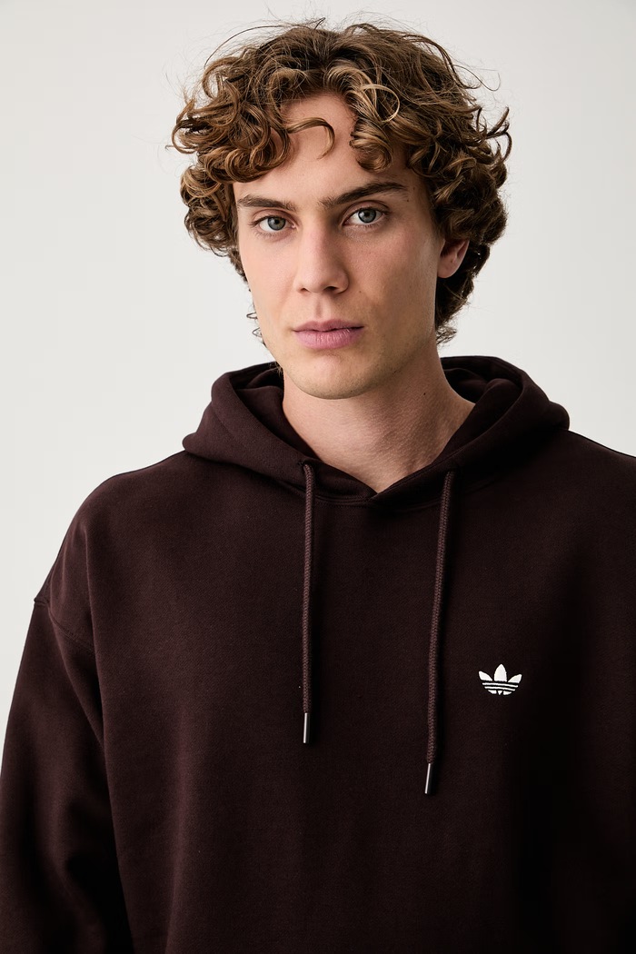adidas Originals bluza oversize męska z bawełną Milan brązowy LG9394
