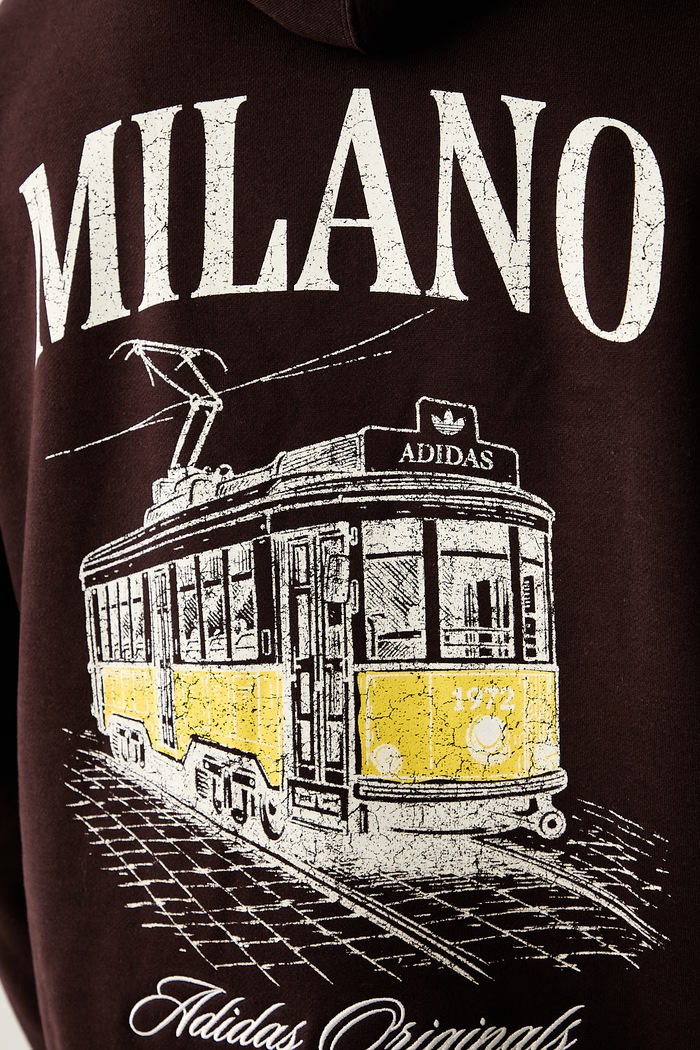 adidas Originals bluza oversize męska z bawełną Milan LG9394 brązowy