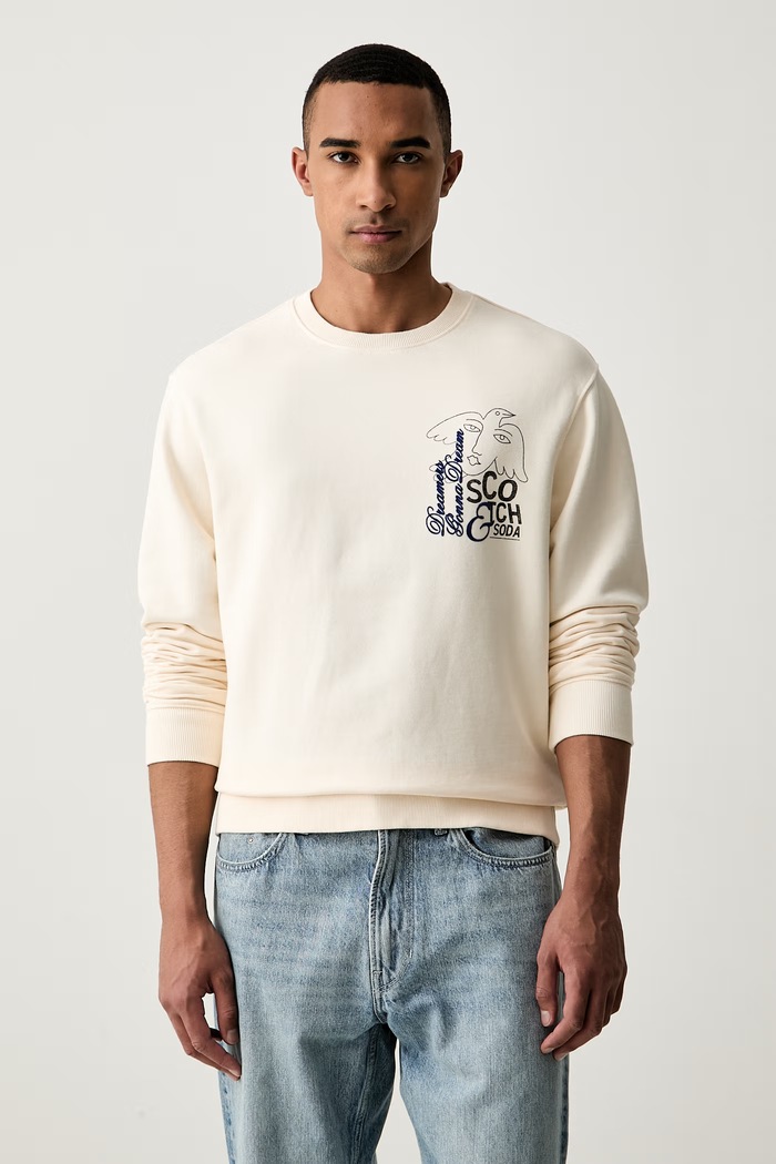 Odzież Scotch & Soda bluza męska bawełniana 183456 beżowy