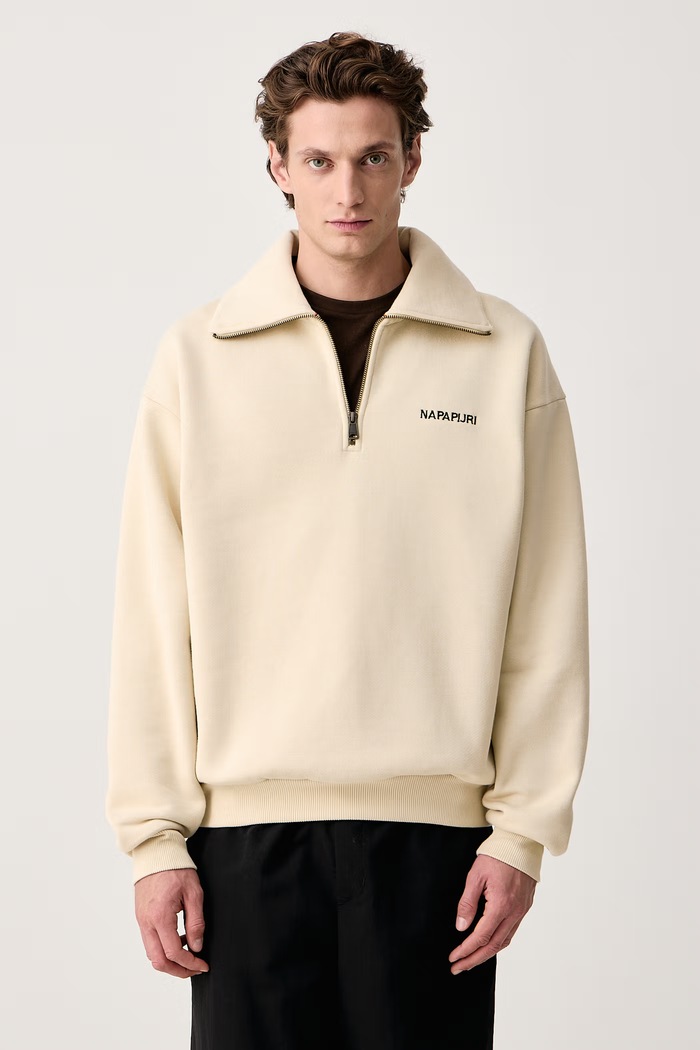 Odzież Napapijri Bluza oversize męska z bawełną Tenri NP0A8AVGN5E1 beżowy