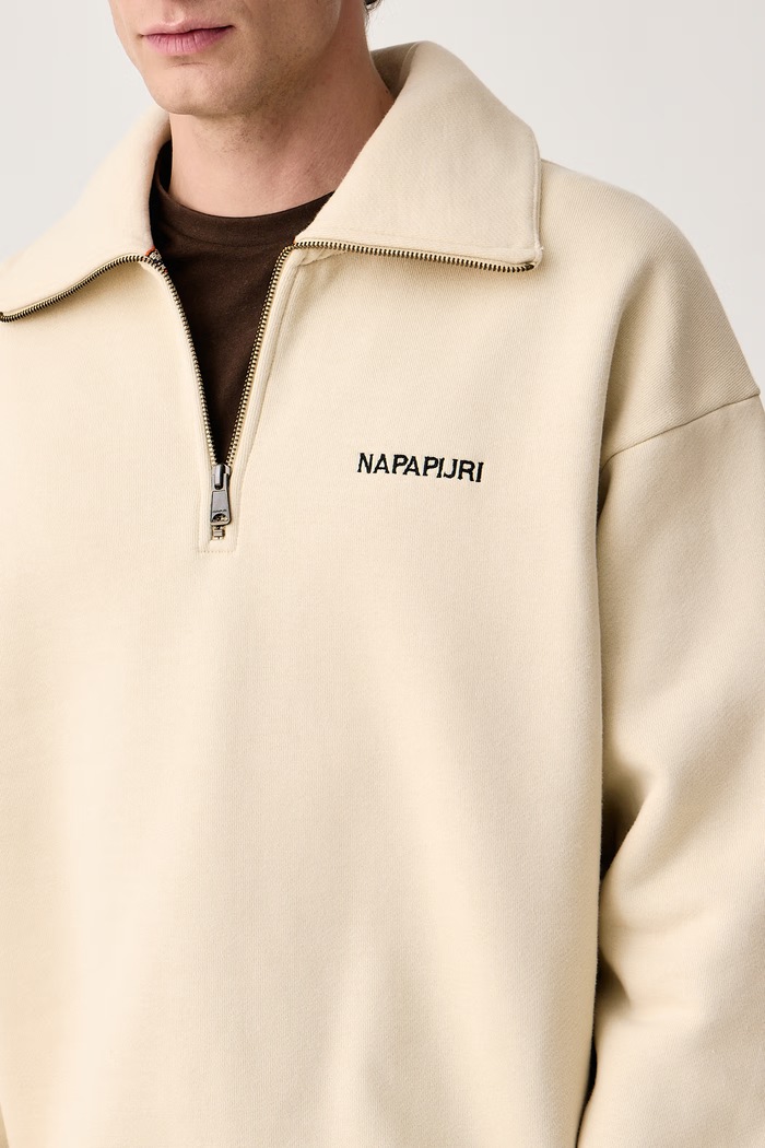 Bluza oversize męska z bawełną Tenri Napapijri NP0A8AVGN5E1 beżowy