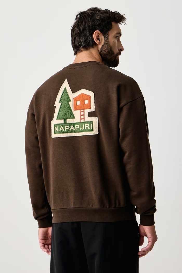 Napapijri Bluza oversize męska bawełniana Trahus brązowy NP0A8AALWT31