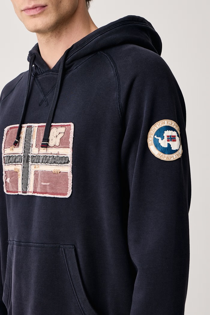 Bluza z kapturem męska z bawełną Archive Napapijri NP0A8BBQ1761 granatowy