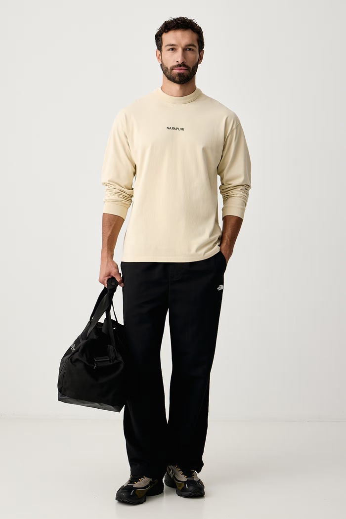 Napapijri Longsleeve męski bawełniany Tenri NP0A8BJQFVA1 beżowy AW26