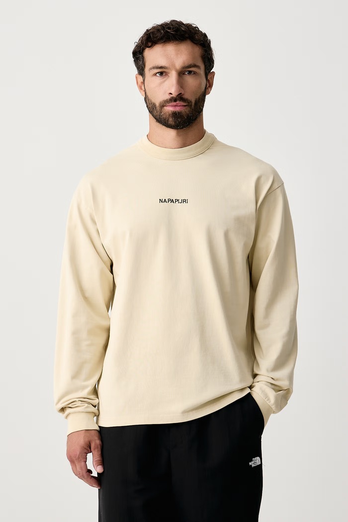 Odzież Napapijri Longsleeve męski bawełniany Tenri NP0A8BJQFVA1 beżowy