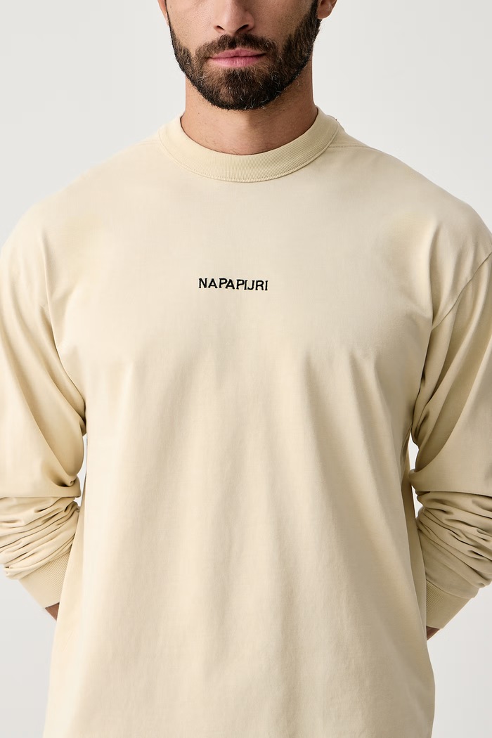 Longsleeve męski bawełniany Tenri Napapijri NP0A8BJQFVA1 beżowy