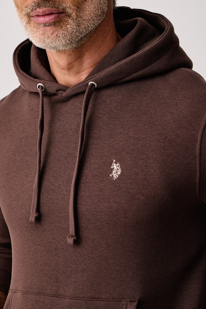 Bluza z kapturem męska z bawełną DHM BB U.S. Polo Assn. MUP3529 brązowy