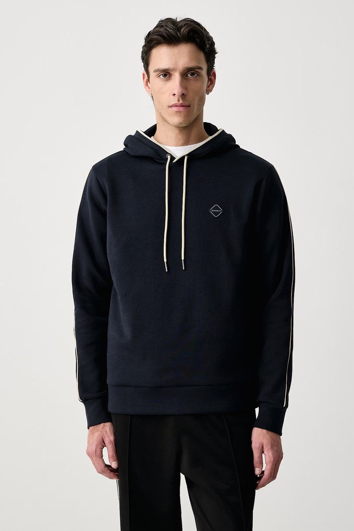 Hackett London Bluza z kapturem męska z bawełną granatowy HM5800131