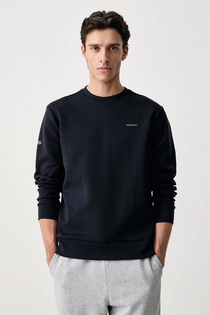 Hackett London Bluza męska z bawełną granatowy HM5800132